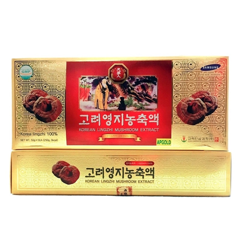 Cao Linh Chi Đỏ Bio Apgold Korean Lingzhi Mushroom Extract Hàn Quốc 250g (50g x 5 lọ)