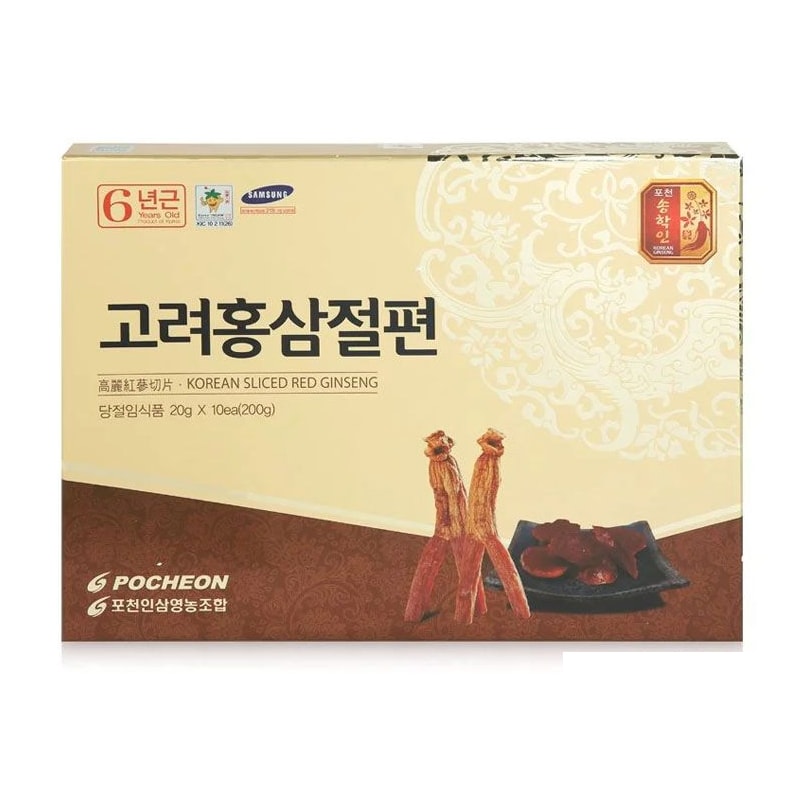 Hồng Sâm Thái Lát Tẩm Mật Ong Pocheon Korean Slice Red Ginseng (10 gói x 20g)