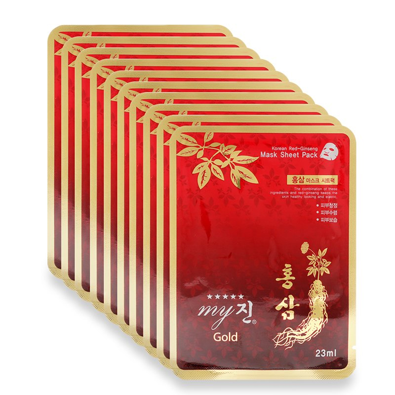 Mặt Nạ Chống Lão Hóa Hồng Sâm My Gold Korea Red Ginseng Mask Sheet Pack (10 miếng/ hộp)