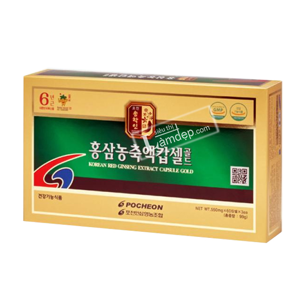 Viên Hồng Sâm Pocheon Korean Red Ginseng Extract Capsule Gold 180 Viên