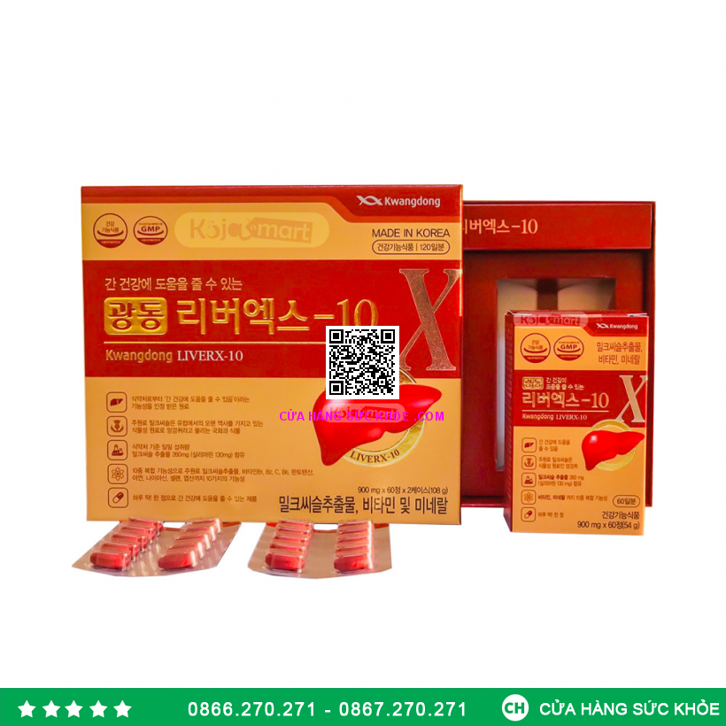 Viên uống Kwangdong Liver X-10 C chứa nhiều thành phần hỗ trợ bổ gan, thải độc