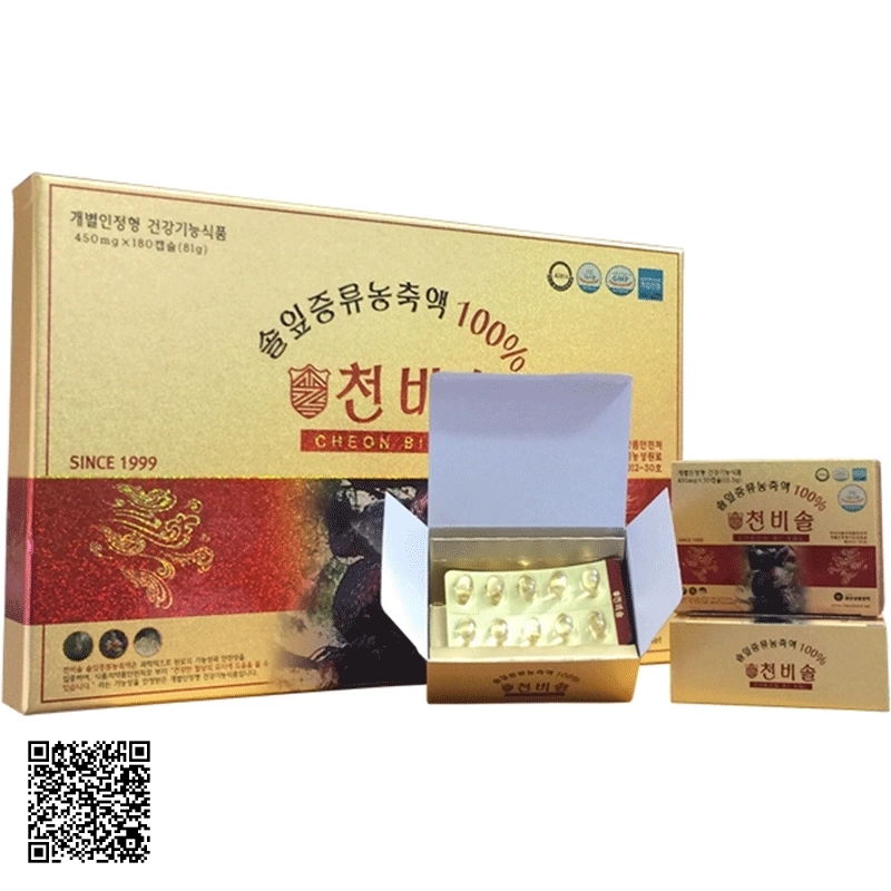 Viên Tinh Dầu Thông Đỏ Hàn Quốc Cheon Bi Sol Cao Cấp Hộp 180 Viên