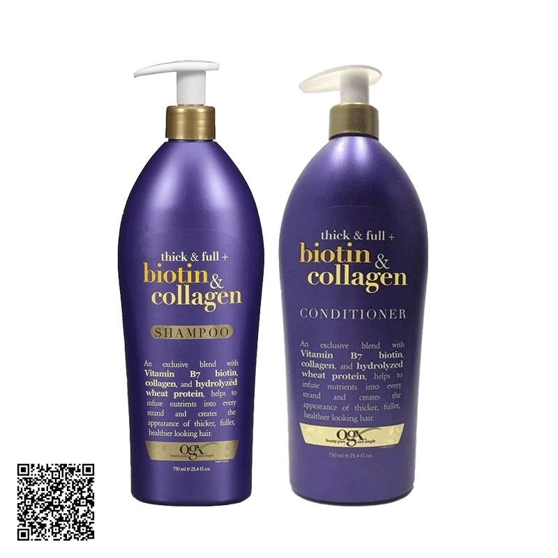 Bộ Dầu Gội Dầu Xả Biotin & Collagen Ogx Thick & Full+ Bổ Sung Biotin Collagen Của Mỹ 750ml