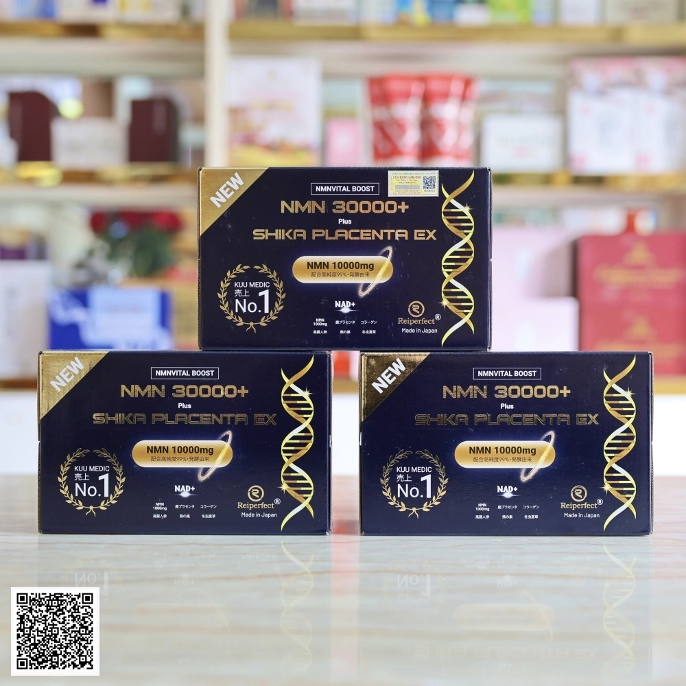 NMN 30000+ Plus Shika Placenta Ex Reiperfect Nước Uống Trẻ Hóa Tế Bào Nhật Bản Hộp 30 Chai * 50 ml