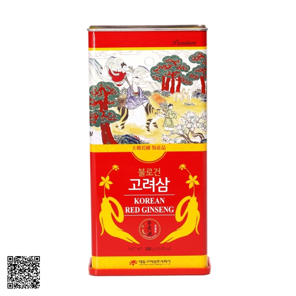 Hồng Sâm Củ Khô Daedong Korean Red Ginseng Hộp Thiếc 300g (11-20 Củ)