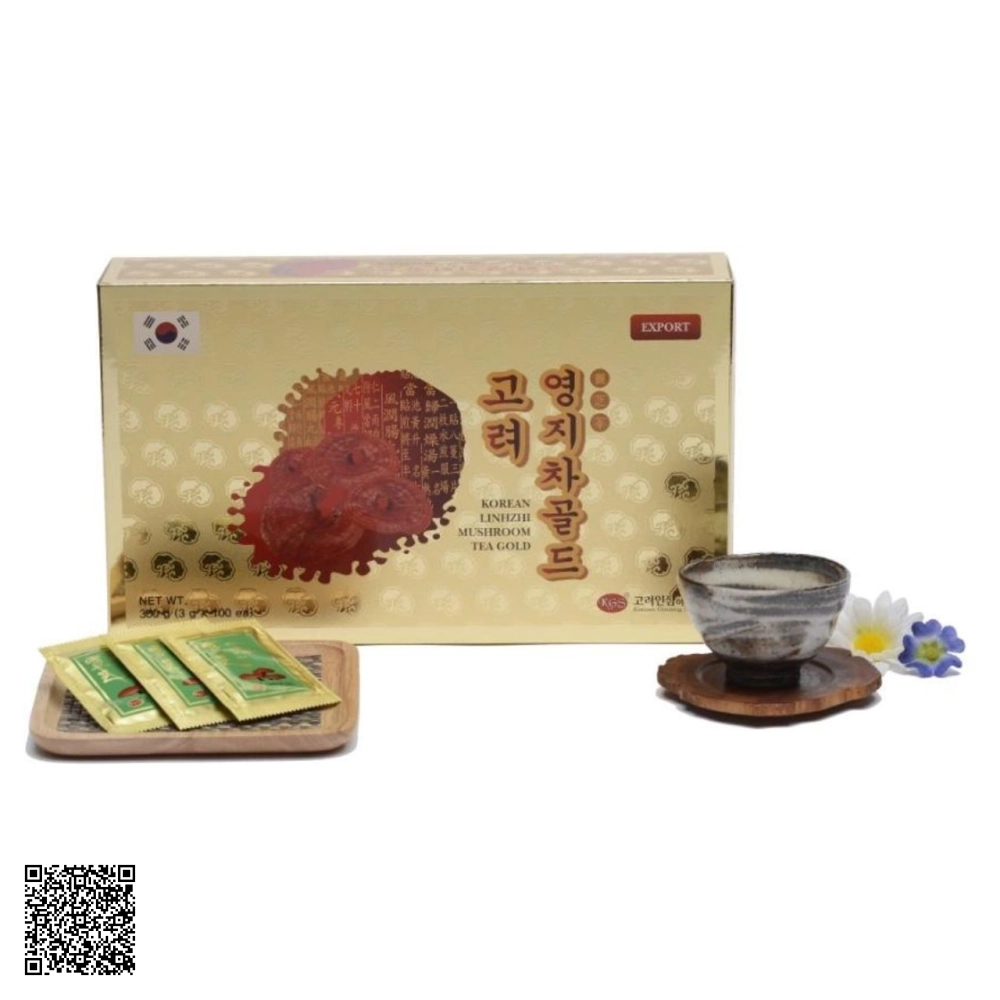 Trà Linh Chi Hàn Quốc KGS Korean Lingzhi Mushroom Tea Gold Từ Hàn Quốc 100 Gói