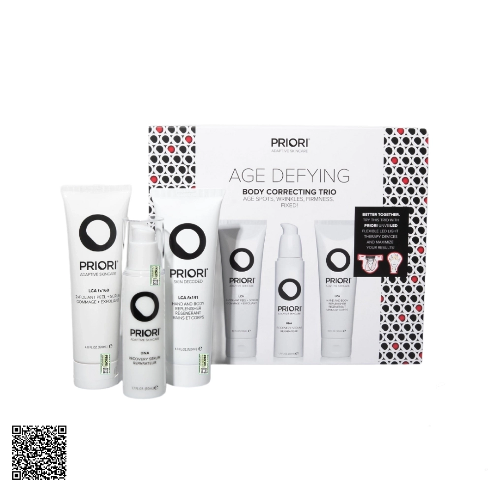 Bộ Hỗ Trợ Ngừa Lão Hóa, Dưỡng Ẩm Và Phục Hồi Da Body Priori Age Defying Kit Từ Mỹ 3 Món