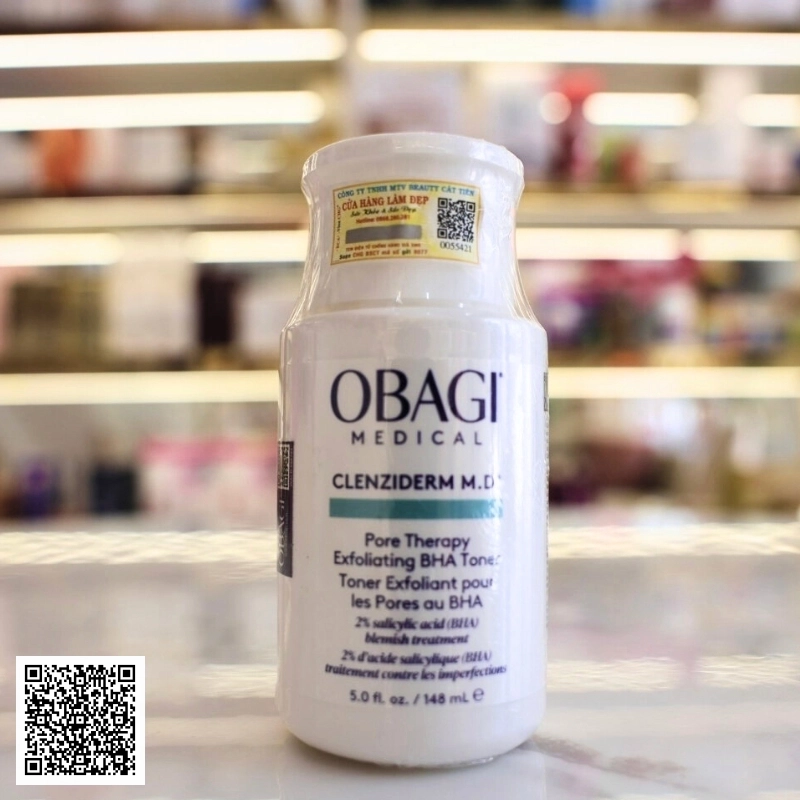 Toner BHA Tẩy Tế Bào Chết, Làm Sạch Mụn Obagi Clenziderm M.D. Exfoliating Từ Mỹ 148ml