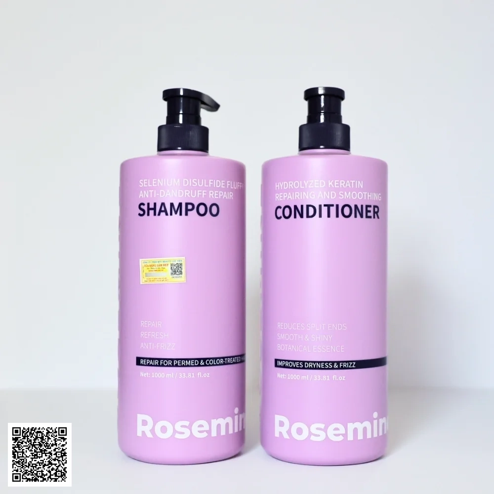 Cặp Dầu Gội Xả Rosemine Màu Tím Trị Gàu và Phục Hồi Tóc 1000ml Trung Quốc